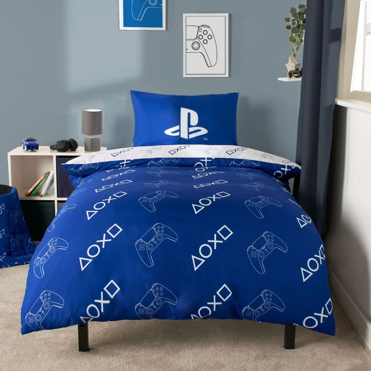 PlayStation Player Reversible Duvet Set - Blue 2 PlayStation Player Reversible Duvet Set - Blue - Image 2
