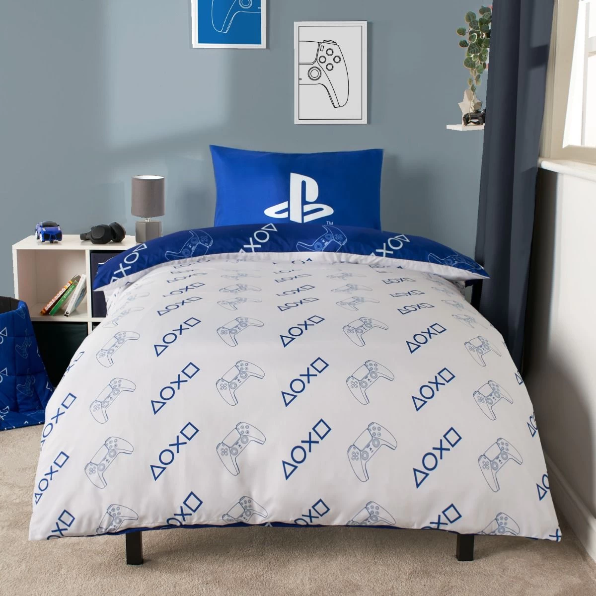 PlayStation Player Reversible Duvet Set - Blue 3 PlayStation Player Reversible Duvet Set - Blue - Image 3