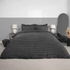 OHS Ribbed Faux Fur Duvet Set - Charcoal