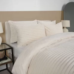 OHS Ribbed Faux Fur Duvet Set - Cream -Sienna Store odhsribcr 3s 4