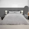 OHS Ribbed Faux Fur Duvet Set - Silver