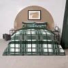 OHS Check Teddy Duvet Set, Forest Green