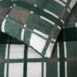 OHS Check Teddy Duvet Set, Forest Green -Sienna Store odhstchfg 4s