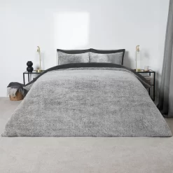 OHS Teddy Marl Duvet Set - Charcoal