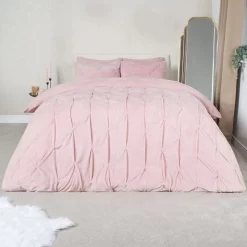 OHS Teddy Pintuck Duvet Set - Blush