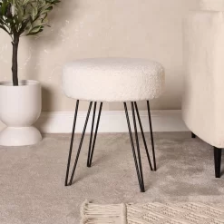 OHS Boucle Hairpin Stool - White