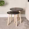 OHS Set Of 2 Marble Round Tables - Black