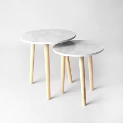 OHS Set Of 2 Marble Round Tables - Black -Sienna Store ofchmar 3s