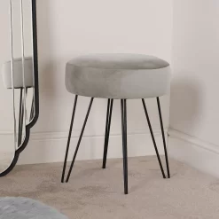 OHS Matte Velvet Hairpin Stool - Charcoal