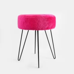 OHS Teddy Fleece Hairpin Stool - Fuchsia