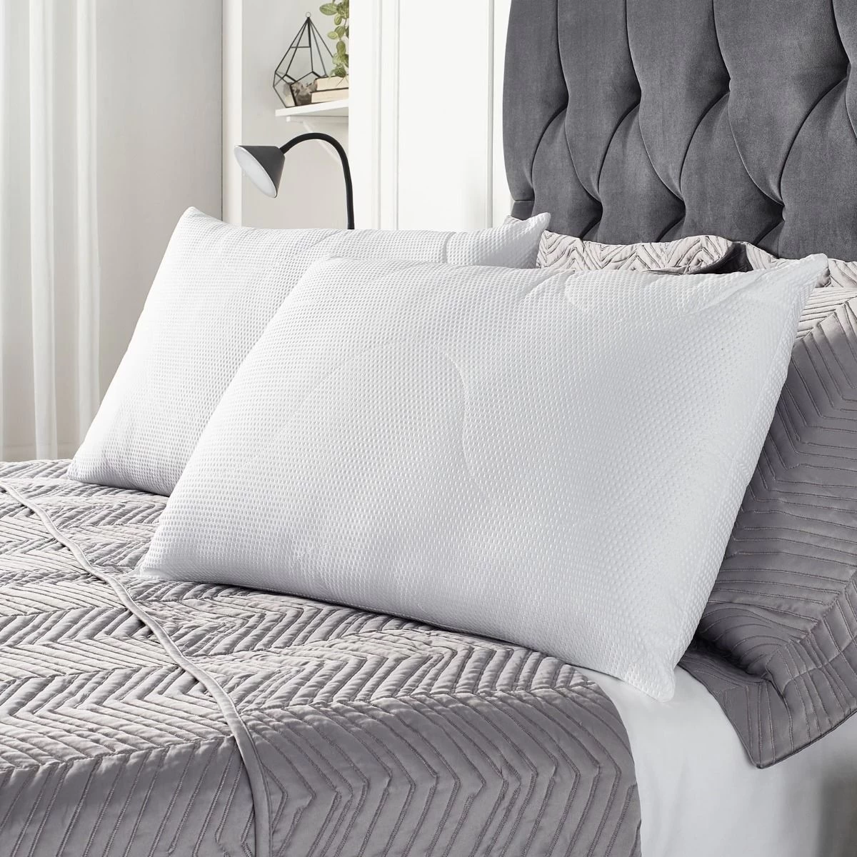 Downland Waffle Embossed Thermal Quilted Pillows - White 1 Downland Waffle Embossed Thermal Quilted Pillows - White