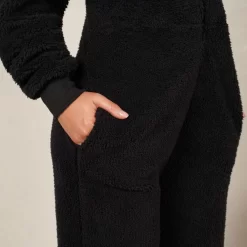 OHS Teddy Round Neck Jumpsuit - Black 12 OHS Teddy Round Neck Jumpsuit - Black -Sienna Store ogjutedbk 7s