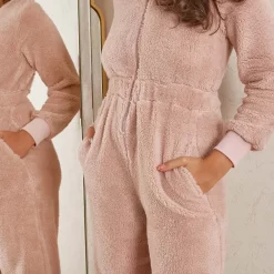 OHS Teddy Fleece Round Neck Jumpsuit - Blush -Sienna Store ogjutedbl 5s 5