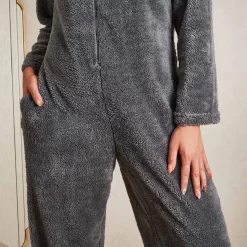 OHS Teddy Fleece Onesie Jumpsuit - Grey -Sienna Store ogontedgy 4s 5