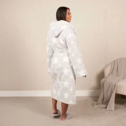 OHS Teddy Marl Star Print Dressing Gown - Grey -Sienna Store ogtestagy 5s