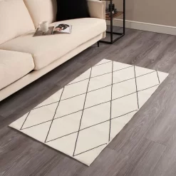 OHS Geo Printed Flat Rug - Cream / Black -Sienna Store ortftprcr 11s 3