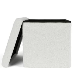 OHS Boucle Cube Storage Ottoman - White -Sienna Store osbocsowh 2s