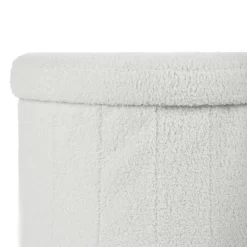 OHS Boucle Round Storage Ottoman - White -Sienna Store osborsowh 4s