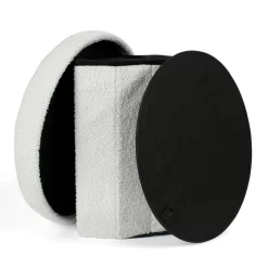 OHS Boucle Round Storage Ottoman - White -Sienna Store osborsowh 5s