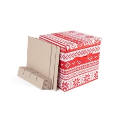 OHS Nordic Print Christmas Bauble Storage Box - Red -Sienna Store osbsxmsre 10s