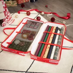 OHS Nordic Print Christmas Wrap Storage Bag - Red -Sienna Store oscwxmsre 11s11
