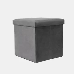 OHS Matte Velvet Cube Storage Ottoman - Charcoal -Sienna Store osmvcsocl 1s
