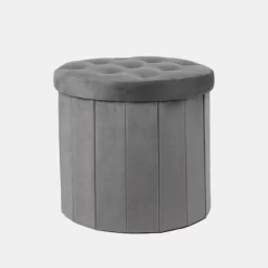 OHS Matte Velvet Round Storage Ottoman - Charcoal 9 OHS Matte Velvet Round Storage Ottoman - Charcoal -Sienna Store osmvrsocl 1s.jpg