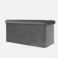 OHS Matte Velvet Rectangle Storage Ottoman - Charcoal -Sienna Store osmvrsocl 1s 1