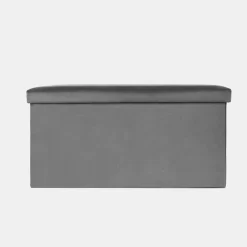OHS Matte Velvet Rectangle Storage Ottoman - Charcoal -Sienna Store osmvrsocl 2s 1