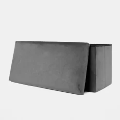 OHS Matte Velvet Rectangle Storage Ottoman - Charcoal -Sienna Store osmvrsocl 3s 1