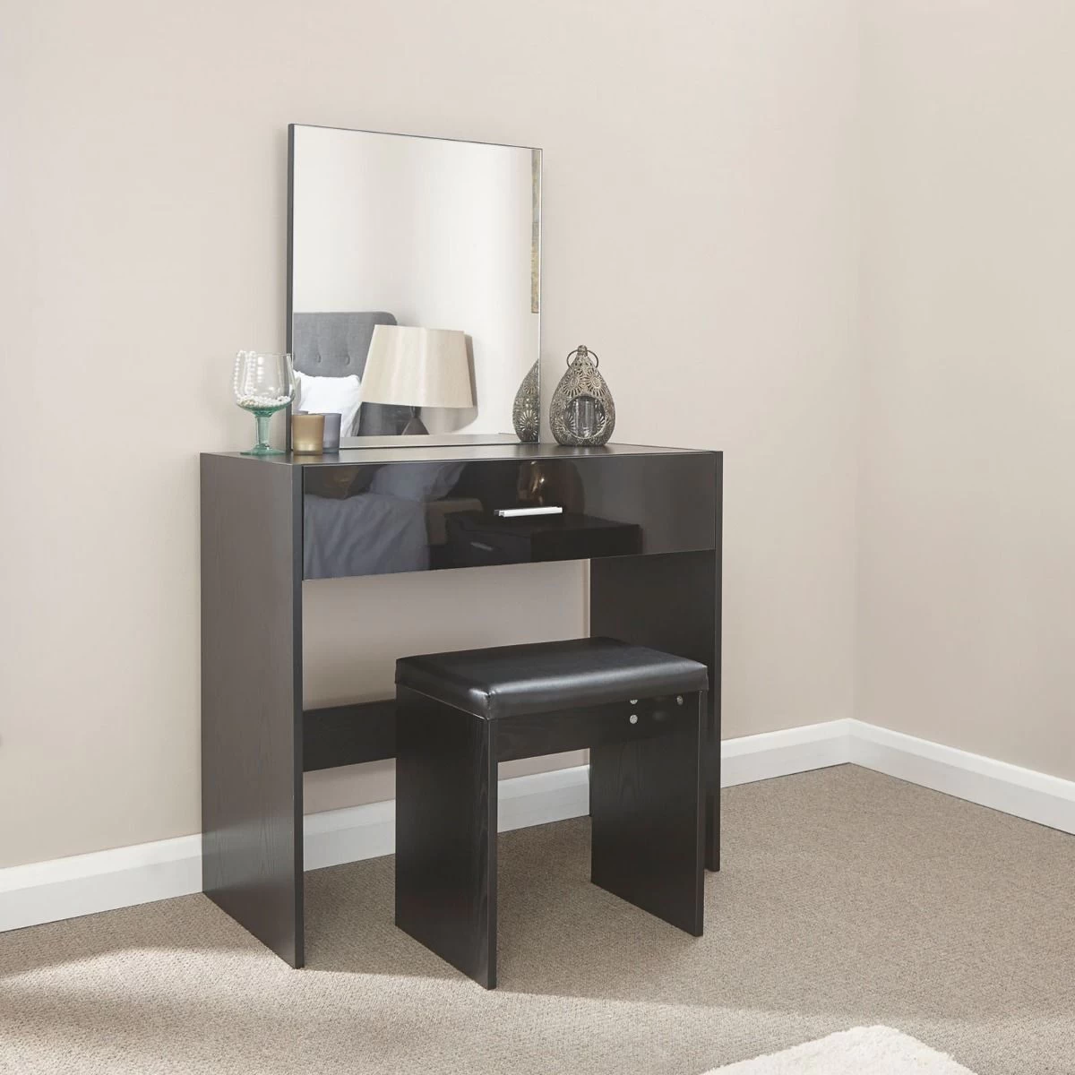 Ottawa Dressing Table With Stool Set - Black 8 Ottawa Dressing Table With Stool Set - Black - Image 8