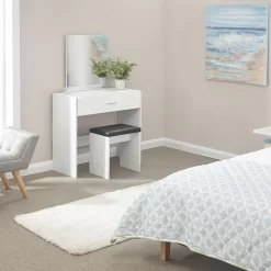 Ottawa Dressing Table With Stool Set - White