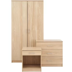 Panama 3 Piece Bedroom Furniture Set - Oak -Sienna Store pan3pcoak panama 3pcset oak co 01a