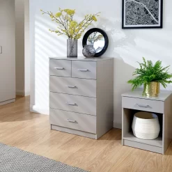 Panama 4 Piece Bedroom Furniture Set - Grey -Sienna Store pan4pcgry panama 4pcset 3 2drwchest grey rms 01