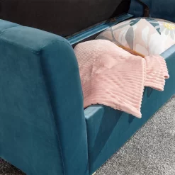 Pettine Fabric Ottoman Storage Bench - Teal -Sienna Store petotttea pettine ottoman bench teal sep21 dtl 01