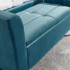Pettine Fabric Ottoman Storage Bench - Teal -Sienna Store petotttea pettine ottoman bench teal sep21 dtl 02