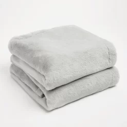 Sienna Faux Fur Fleece Throw - Silver