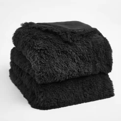 Sienna Fluffy Throw, Black - 150 X 200cm