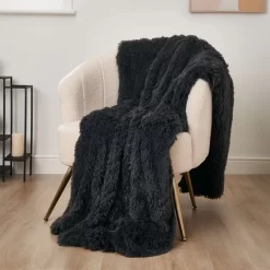 Sienna Fluffy Throw, 150 X 200cm - Charcoal
