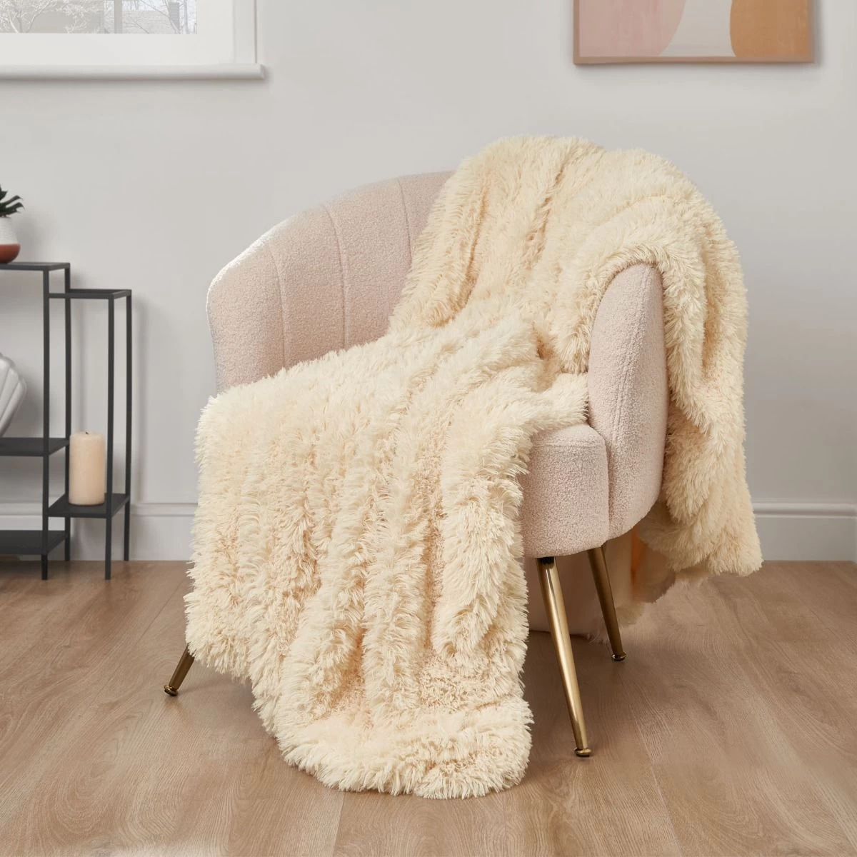 Sienna Fluffy Throw, 150 X 200cm - Cream 1 Sienna Fluffy Throw, 150 X 200cm - Cream