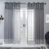 Sienna Amelia Lurex Voile Net Curtains Eyelet, Charcoal Grey - 55" X 87"