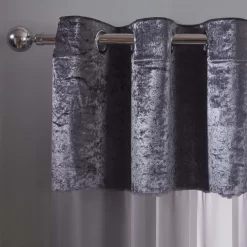 Sienna Crushed Velvet Voile Curtains, Charcoal - 55" X 87" -Sienna Store scnecvp eyelet curtain crushed velvet voile charcoal sw