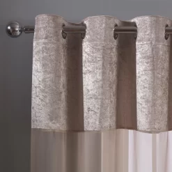 Sienna Crushed Velvet Voile Curtains, Natural - 55" X 87" -Sienna Store scnecvp eyelet curtain crushed velvet voile natural sw