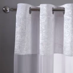 Sienna Crushed Velvet Voile Curtains, White - 55" X 87" -Sienna Store scnecvp eyelet curtain crushed velvet voile white sw