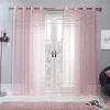 Sienna Latina Diamante Voile Net Curtains Eyelet, Blush Pink - 55" X 87"