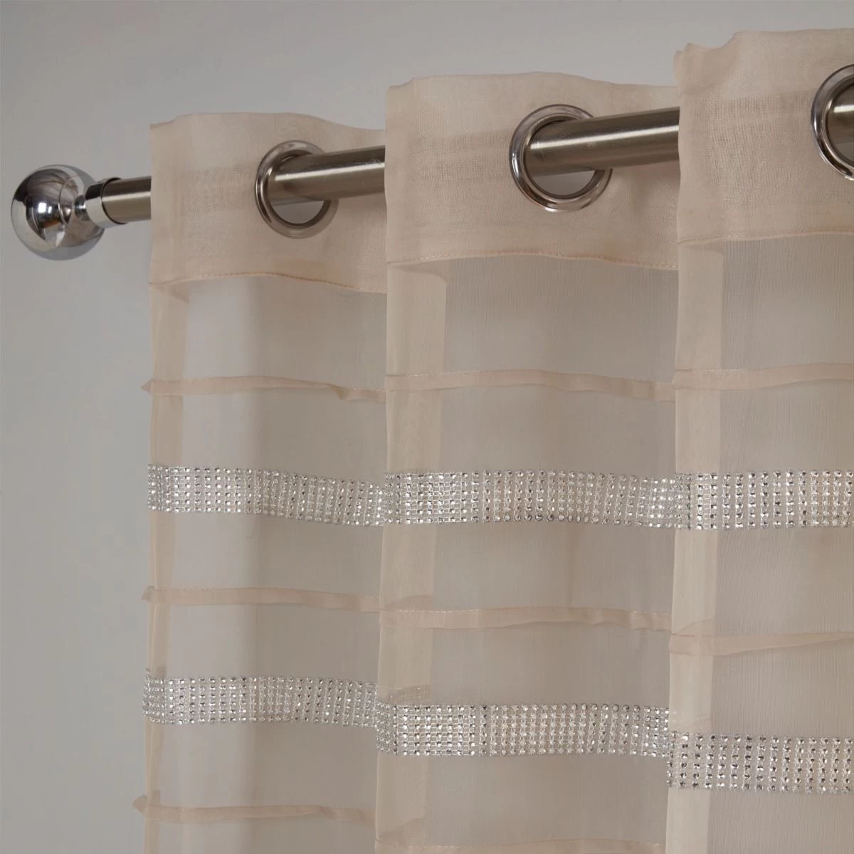 Sienna Latina Diamante Voile Net Curtains Eyelet, Natural - 55" X 87" 2 Sienna Latina Diamante Voile Net Curtains Eyelet, Natural - 55" X 87" - Image 2