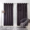 Sienna Home Capri Velvet Eyelet Curtains - Charcoal