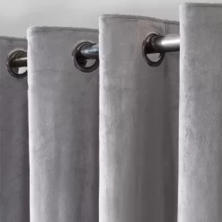 Sienna Home Capri Velvet Eyelet Curtains - Silver