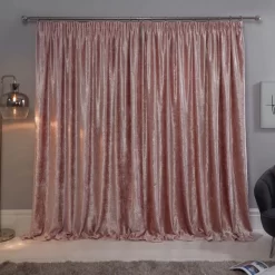 Sienna Crushed Velvet Pencil Pleat Curtains - Blush Pink -Sienna Store scvpcrv curtains pencil pleat velvet blush 4 fv
