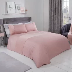 Sienna Faux Fur Panel Duvet Cover Set - Blush Pink